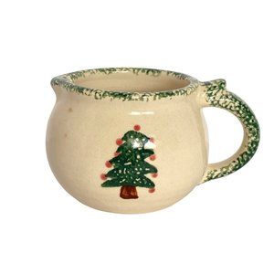 Vintage Farmhouse Loom Co Sponge Hand Painted Christmas Tree Ceramic Creamer